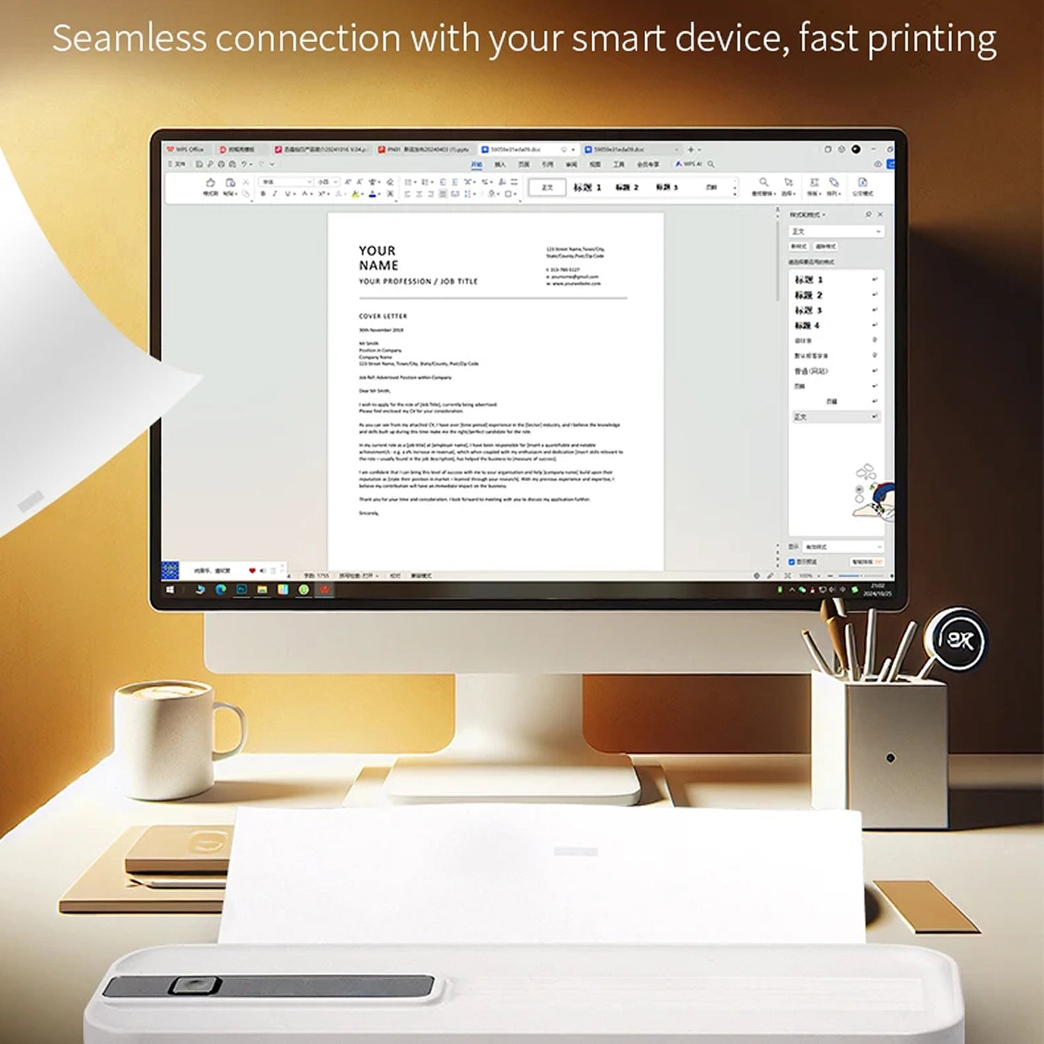 FastConnit Portable Inkless Thermal Printer for Mobile & Desktop