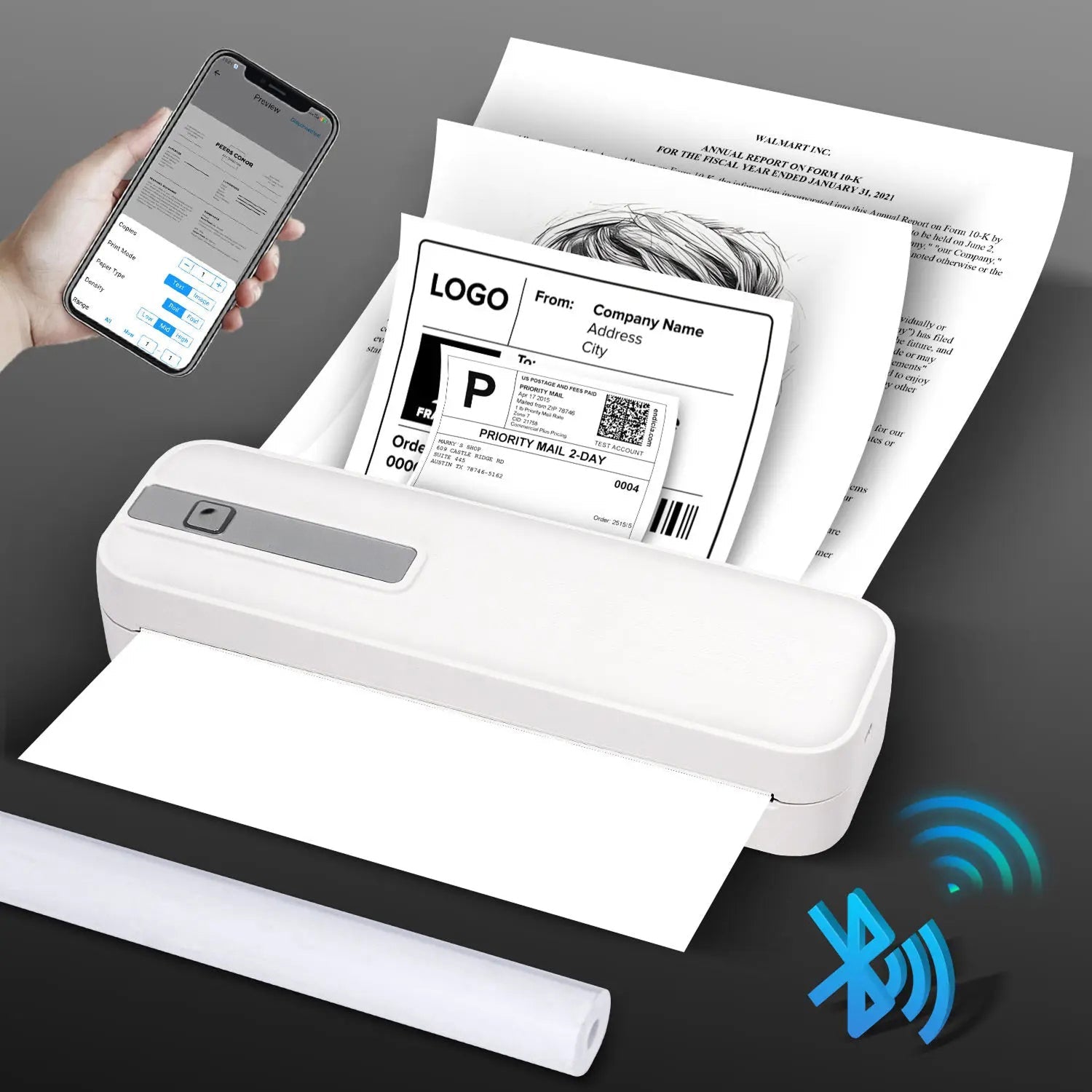 FastConnit Portable Inkless Thermal Printer for Mobile & Desktop