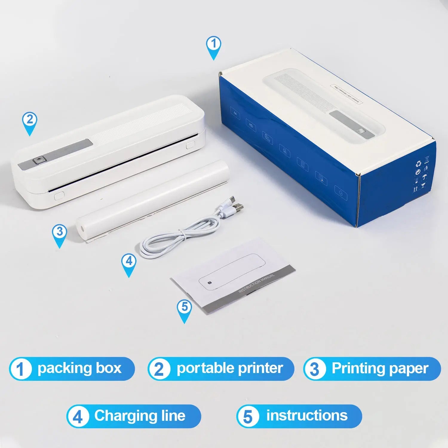 FastConnit Portable Inkless Thermal Printer for Mobile & Desktop