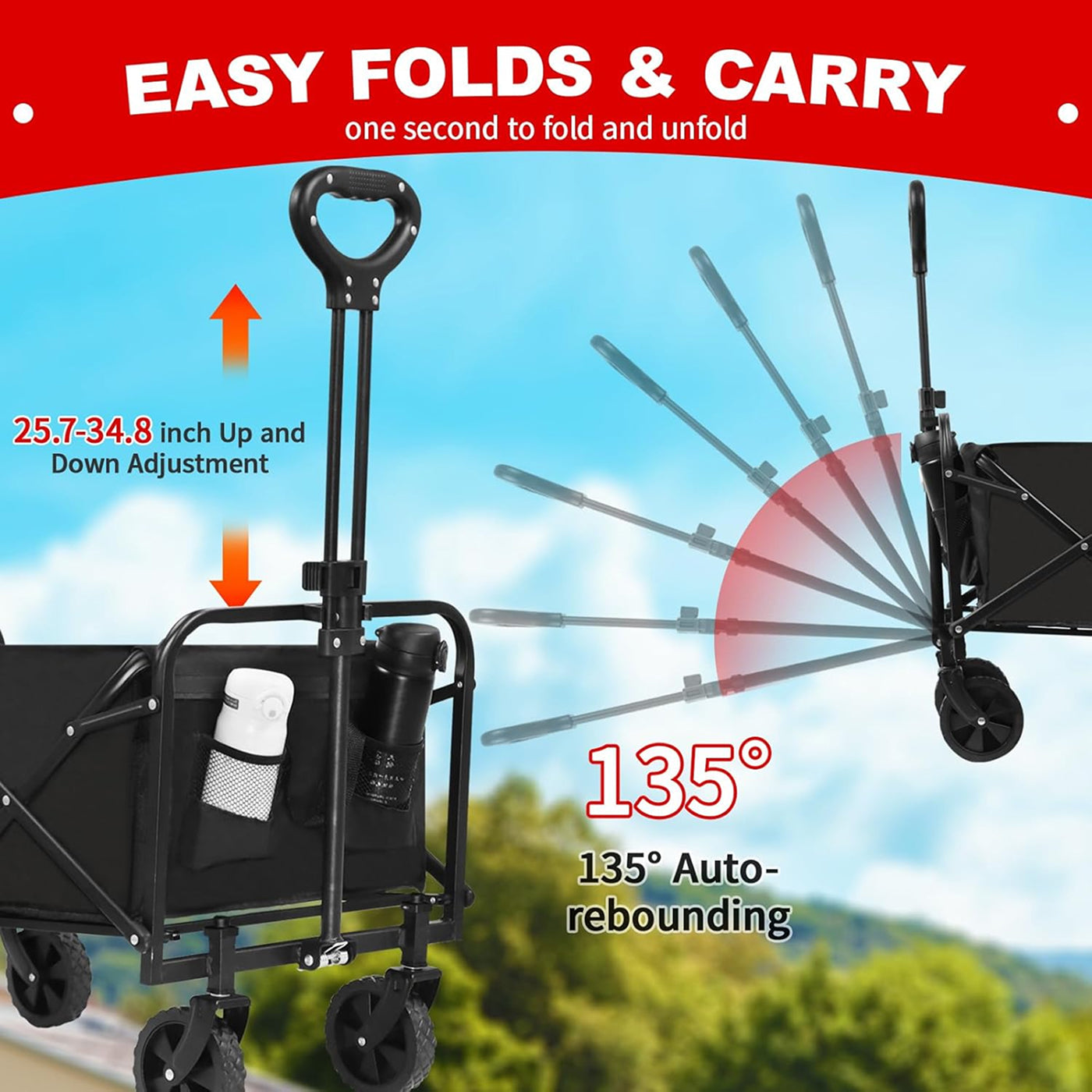 FaxinLika Heavy Duty Foldable Wagon for Beach and Garden