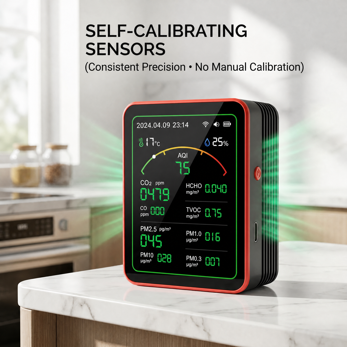 Indoor Air Quality Monitor 15-in-1 WiFi PM2.5 CO2 Meter Tuya App