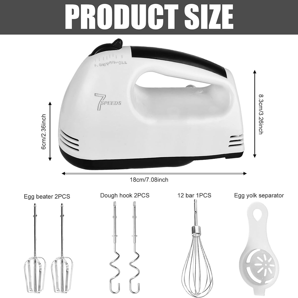 FilkMoss 7-Speed Electric Handheld Egg Beater & Mixer