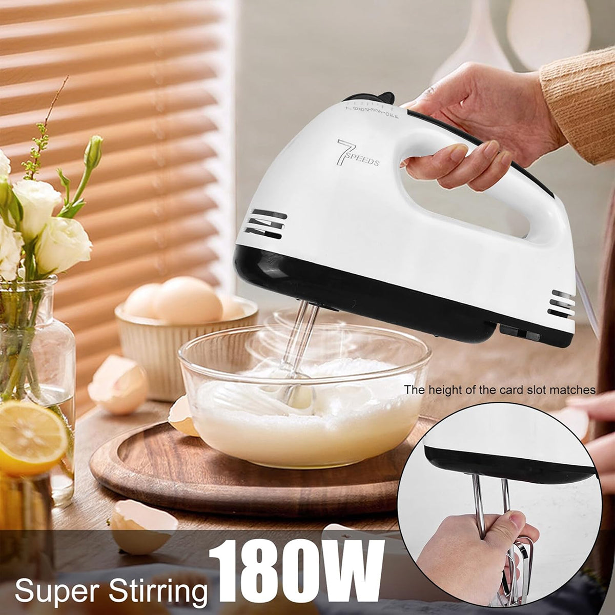 FilkMoss 7-Speed Electric Handheld Egg Beater & Mixer
