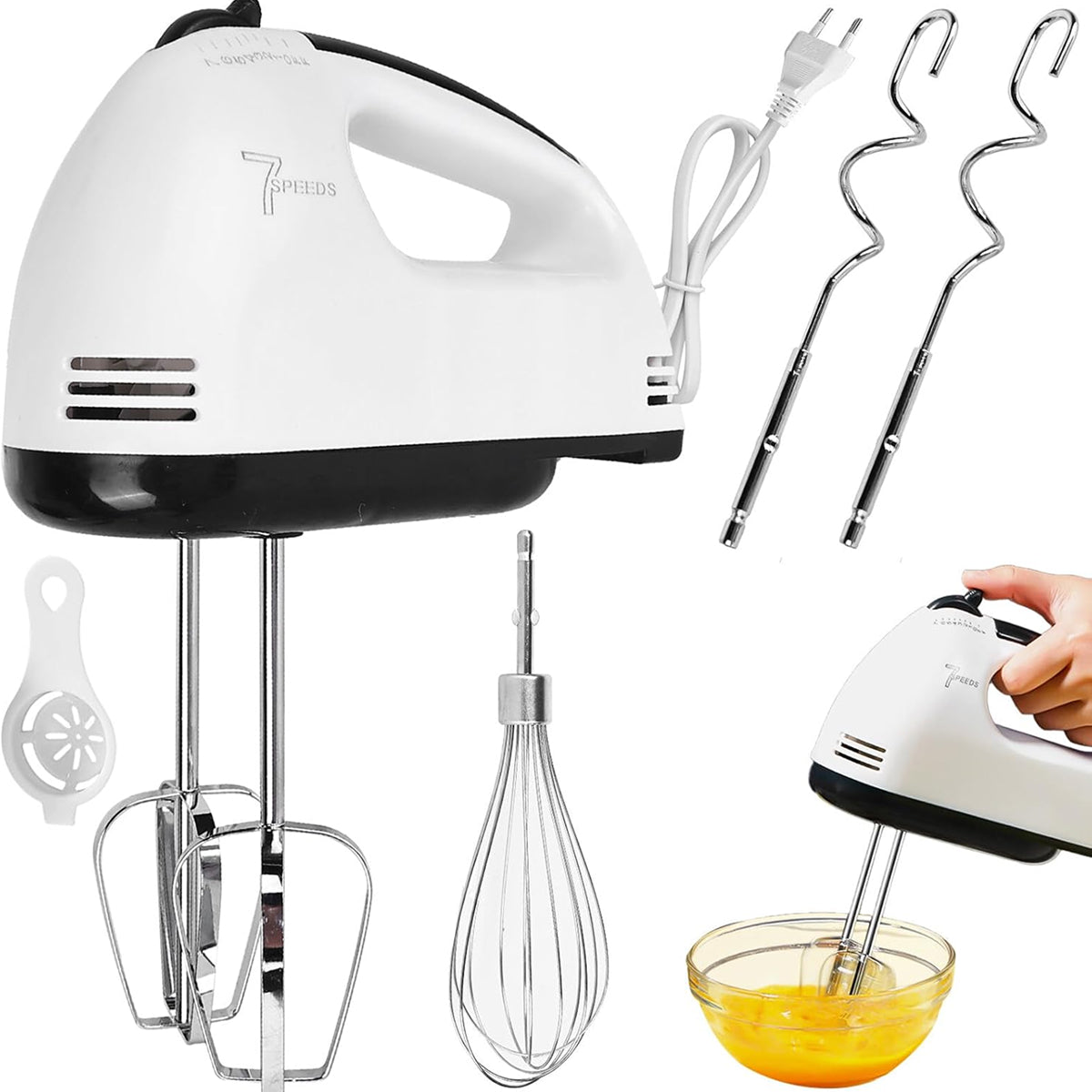 FilkMoss 7-Speed Electric Handheld Egg Beater & Mixer