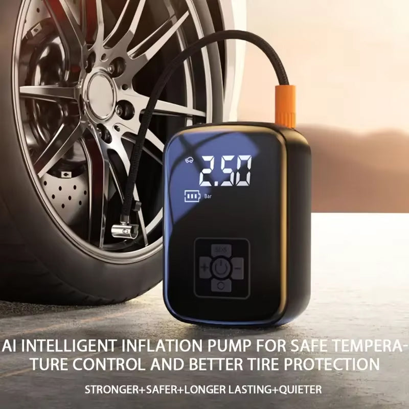 VoltZapo Electric Car Pump - 3.5-Min Ultra-Fast Inflation, 40L/min Flow, Silent 20dB Tech, AI Pressure Control