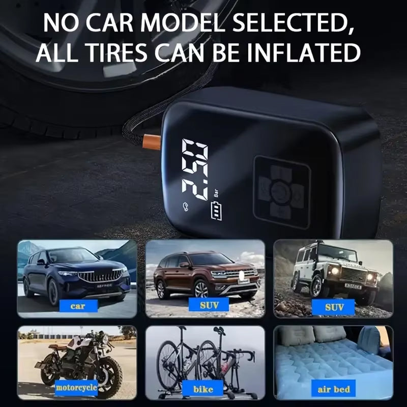 VoltZapo Electric Car Pump - 3.5-Min Ultra-Fast Inflation, 40L/min Flow, Silent 20dB Tech, AI Pressure Control