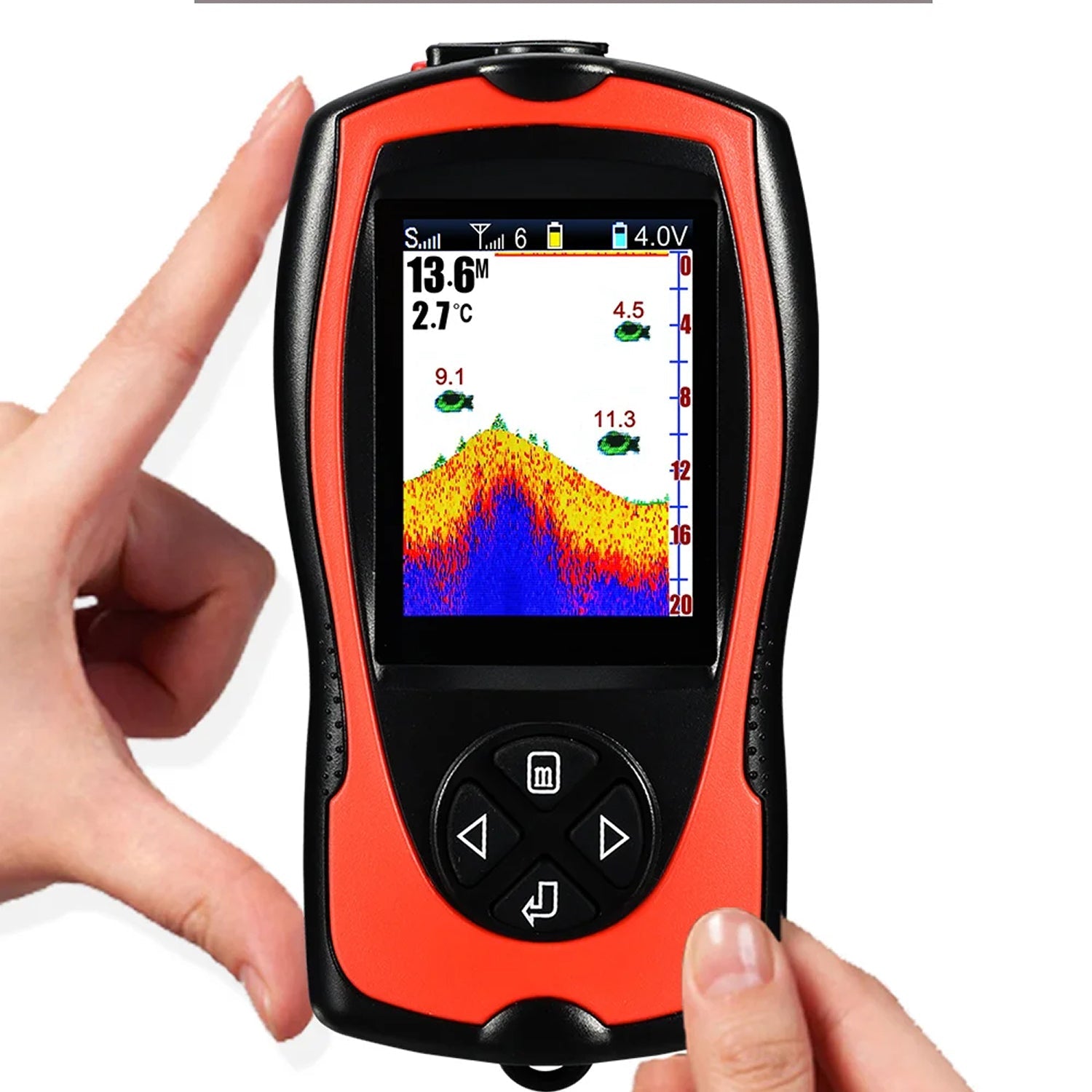 FishuAro Wireless Portable Fish Finder with 2.4-Inch Color LCD, 90-Degree Sonar Coverage and 150m Transmission Range