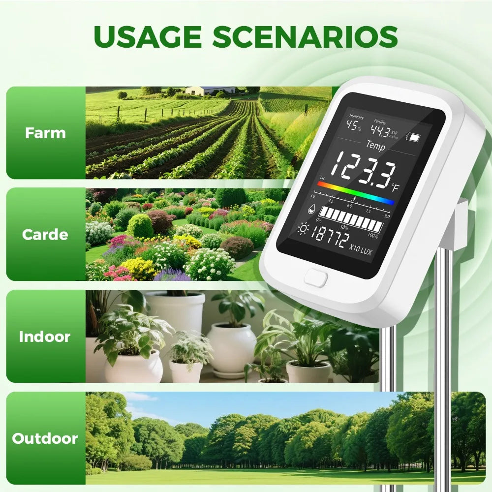 FizoMast 6-in-1 Digital Soil Tester with Rotatable HD Color Screen