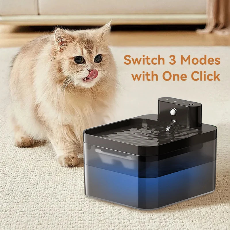 FotivCat Wireless Cat Water Fountain 2.2L Motion Sensor Rechargeable 2600mAh Ultra-Quiet