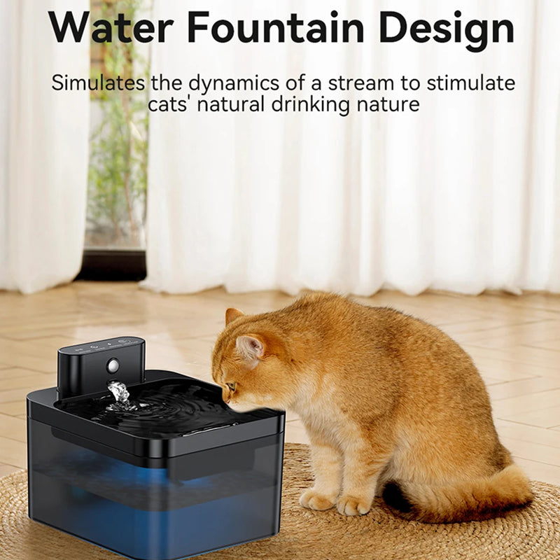 FotivCat Wireless Cat Water Fountain 2.2L Motion Sensor Rechargeable 2600mAh Ultra-Quiet