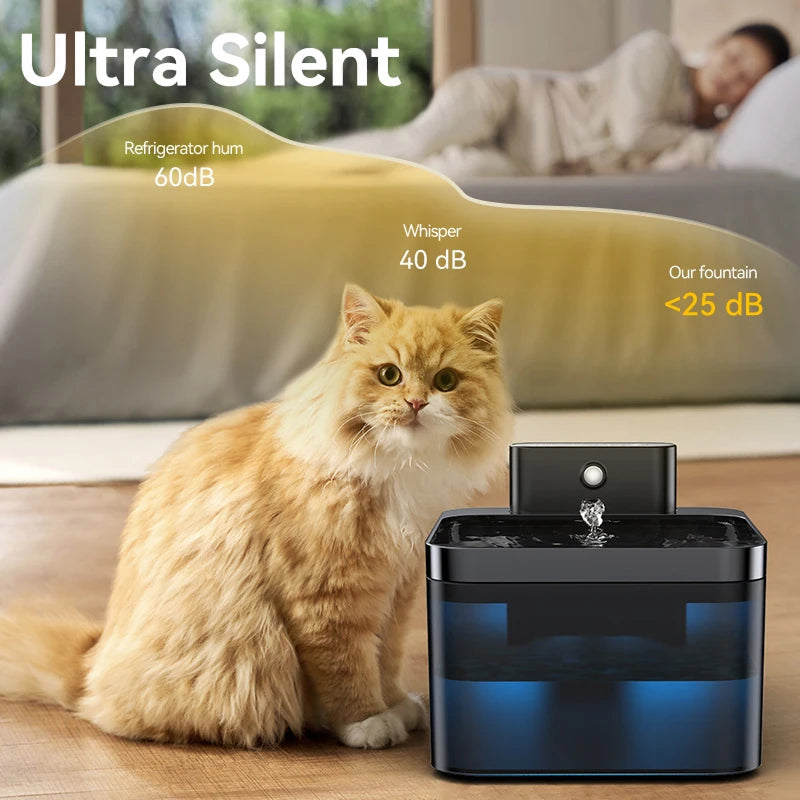 FotivCat Wireless Cat Water Fountain 2.2L Motion Sensor Rechargeable 2600mAh Ultra-Quiet