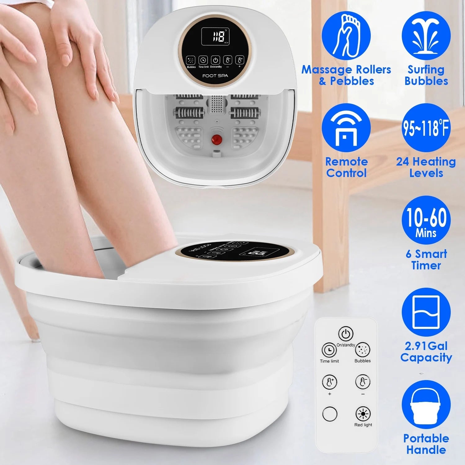 FotixBath Foldable Foot Bath with Heat and Massage