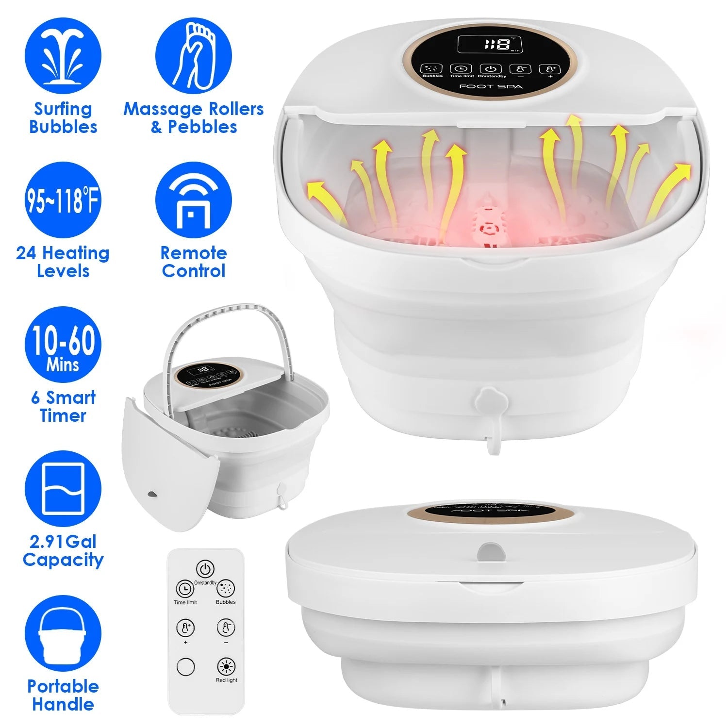 FotixBath Foldable Foot Bath with Heat and Massage
