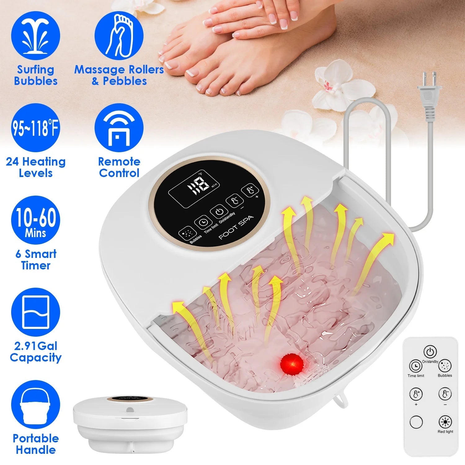 FotixBath Foldable Foot Bath with Heat and Massage
