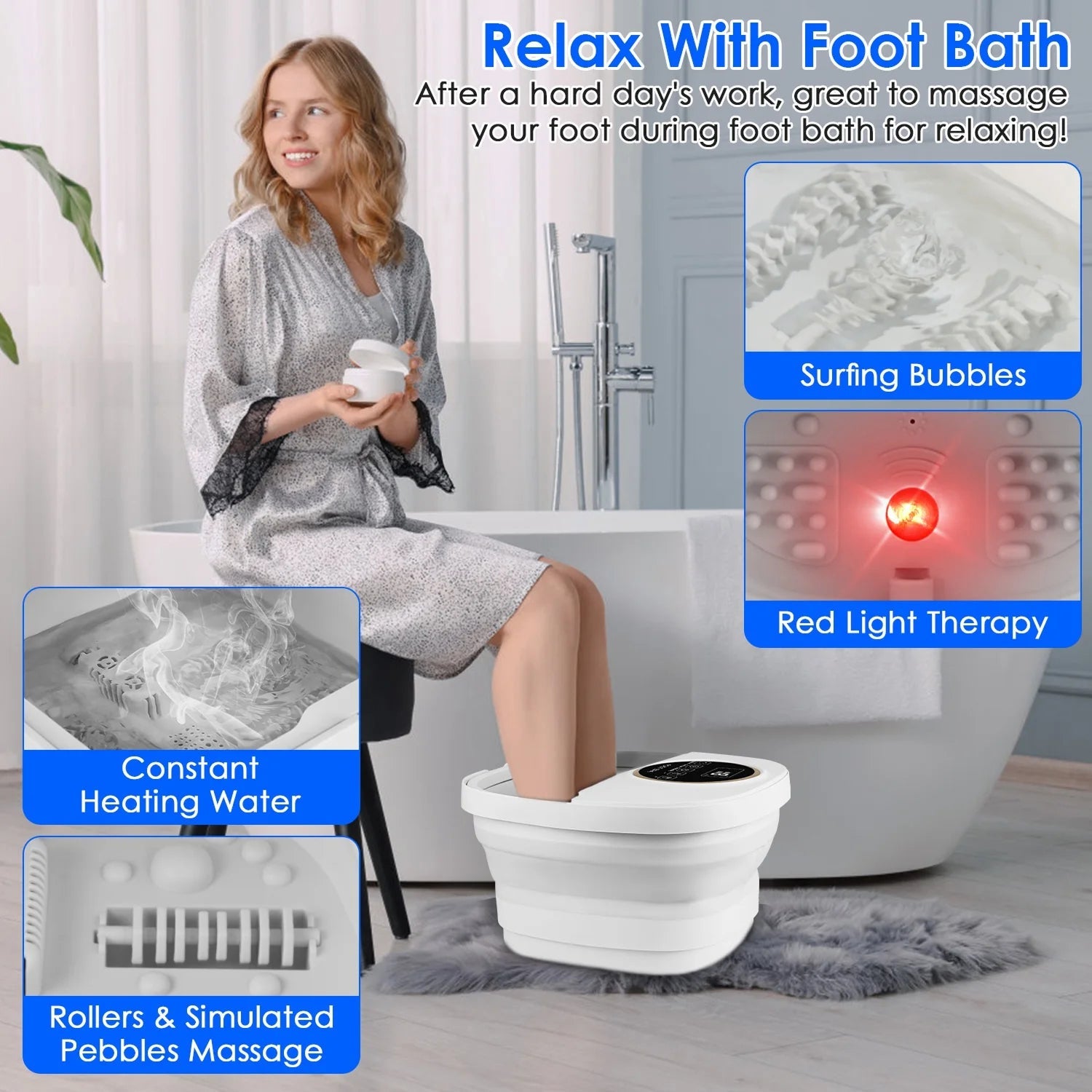 FotixBath Foldable Foot Bath with Heat and Massage