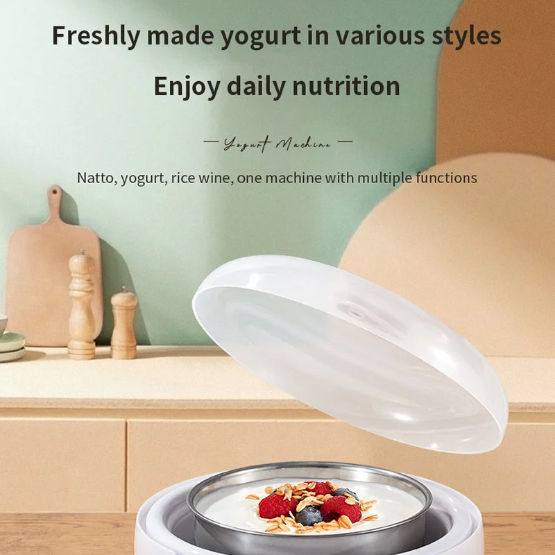 FresDaci 3-in-1 Digital Yogurt Maker with 1200ml Stainless Steel Pot, Natto & Rice Wine Functions and Precision 0.5°C Temperature Control