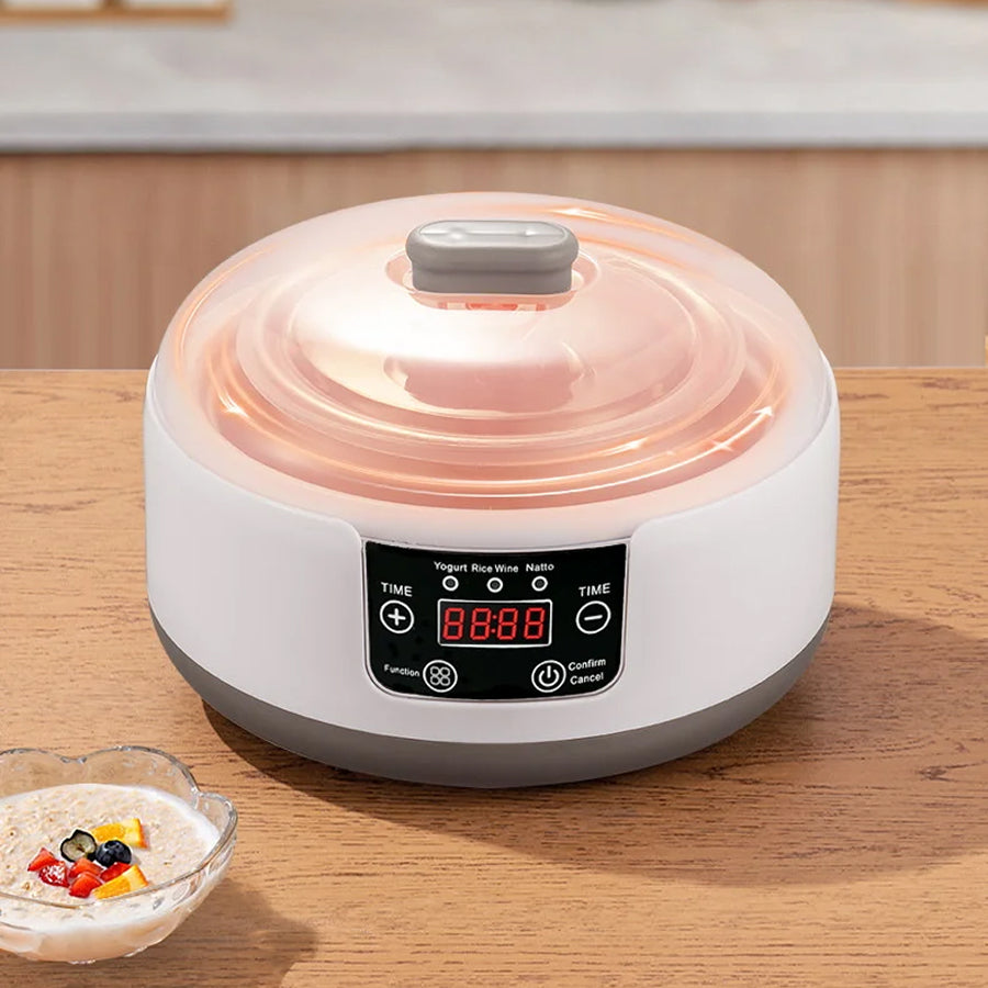 FresDaci 3-in-1 Digital Yogurt Maker with 1200ml Stainless Steel Pot, Natto & Rice Wine Functions and Precision 0.5°C Temperature Control