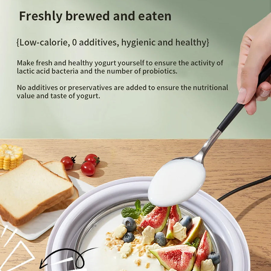 FresDaci 3-in-1 Digital Yogurt Maker with 1200ml Stainless Steel Pot, Natto & Rice Wine Functions and Precision 0.5°C Temperature Control