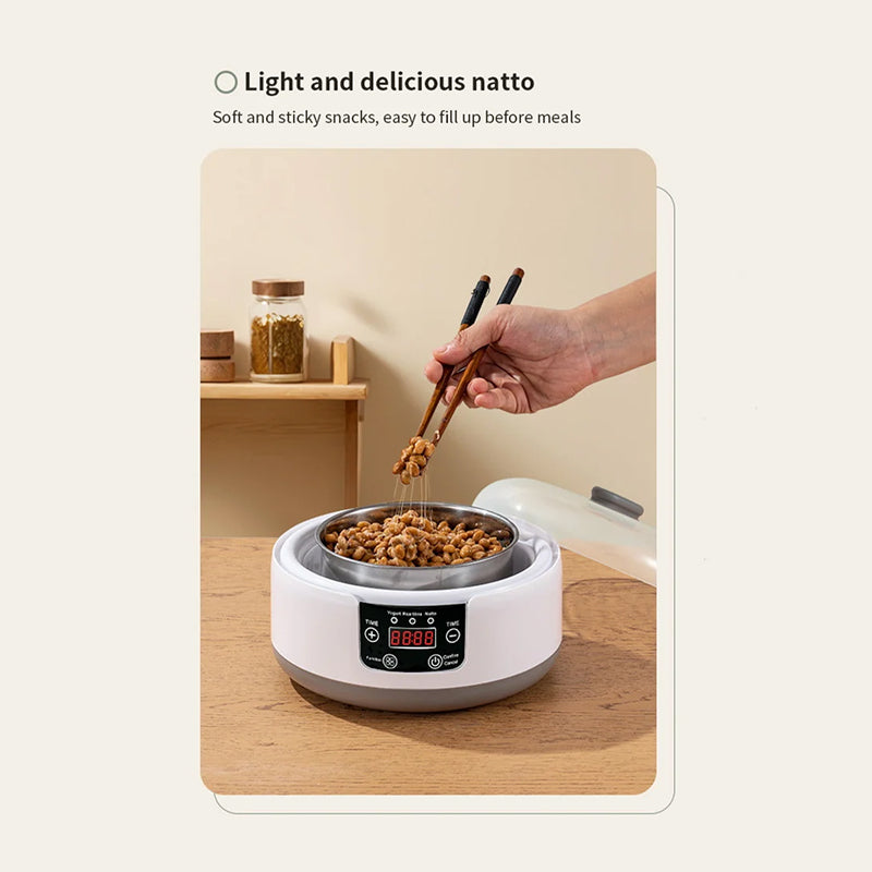 FresDaci 3-in-1 Digital Yogurt Maker with 1200ml Stainless Steel Pot, Natto & Rice Wine Functions and Precision 0.5°C Temperature Control