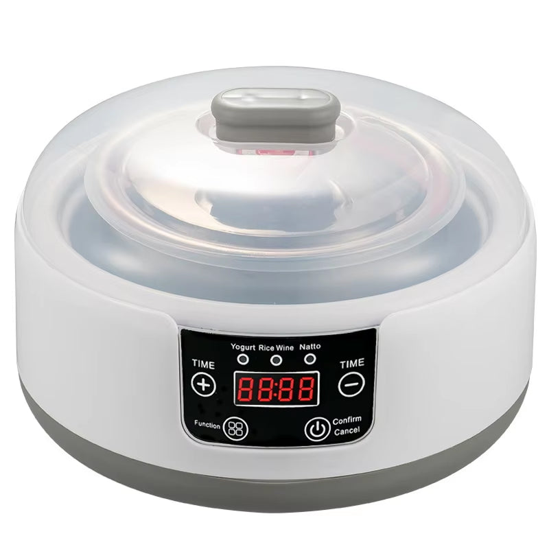 FresDaci 3-in-1 Digital Yogurt Maker with 1200ml Stainless Steel Pot, Natto & Rice Wine Functions and Precision 0.5°C Temperature Control