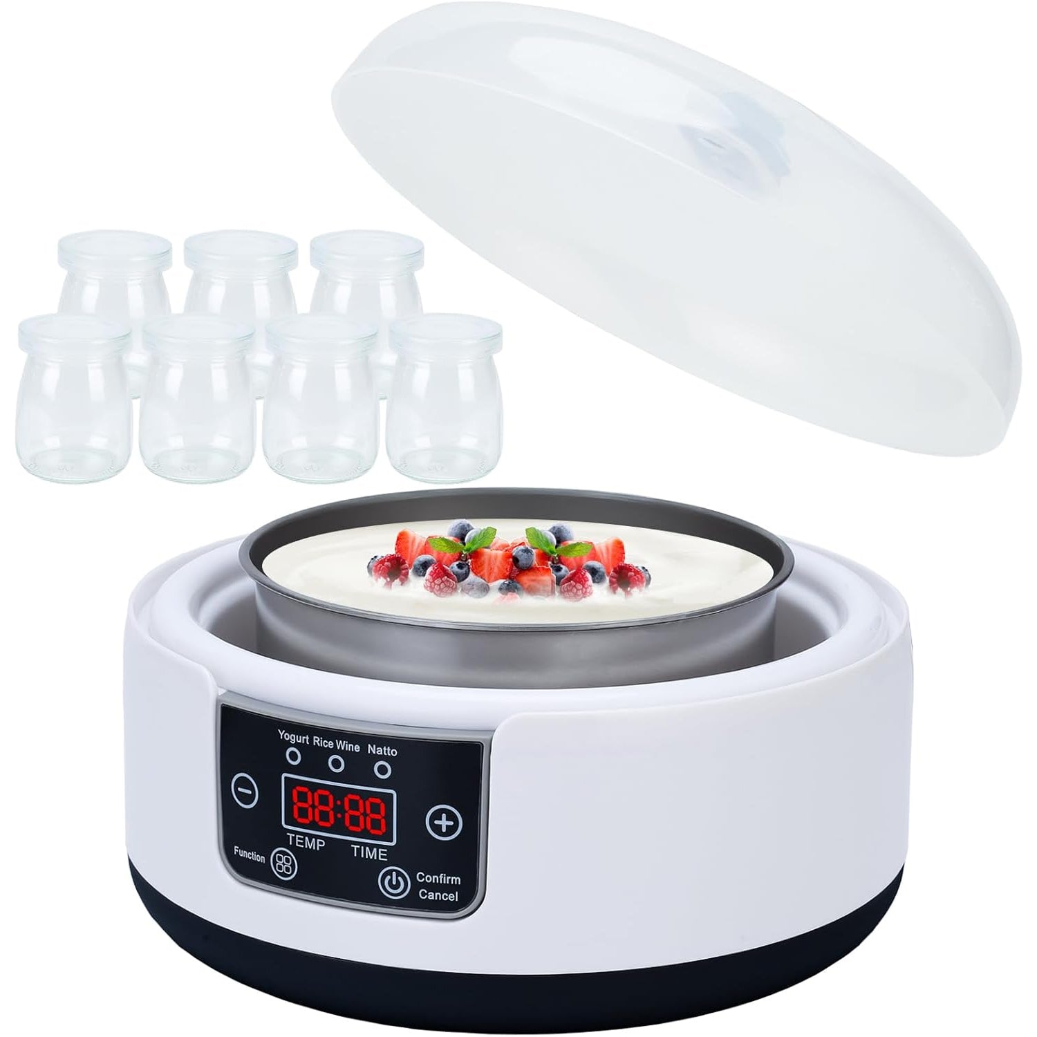 FresDaci 3-in-1 Digital Yogurt Maker with 1200ml Stainless Steel Pot, Natto & Rice Wine Functions and Precision 0.5°C Temperature Control