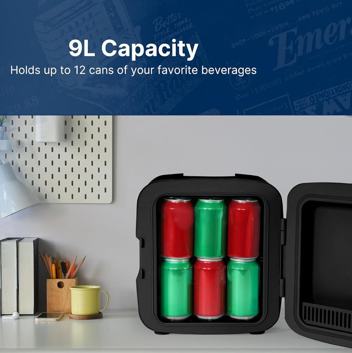 FritiAxin Portable 8L Mini Fridge & Cooler for Car and Home