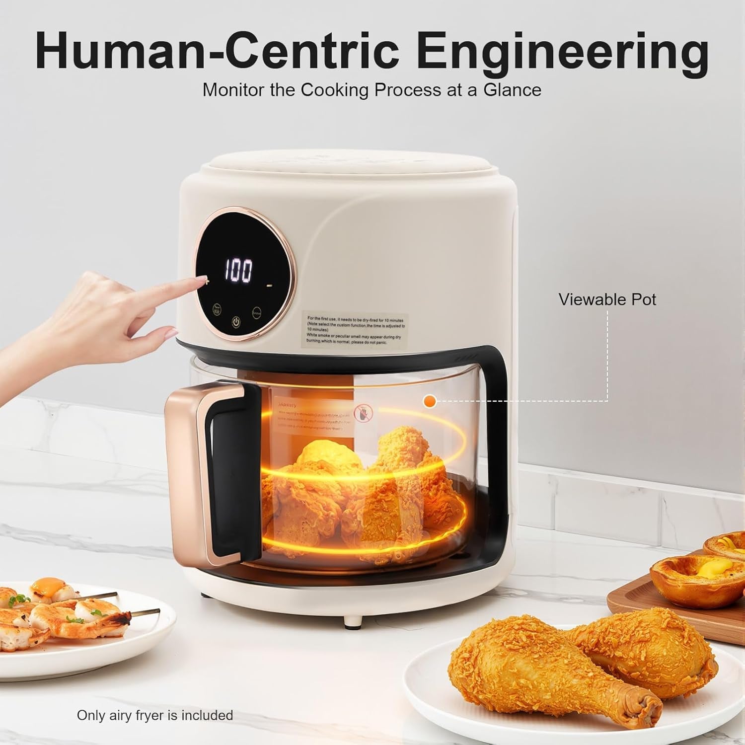 FrixAiry Non-Toxic Glass Air Fryer with PFAS-Free Borosilicate Pot