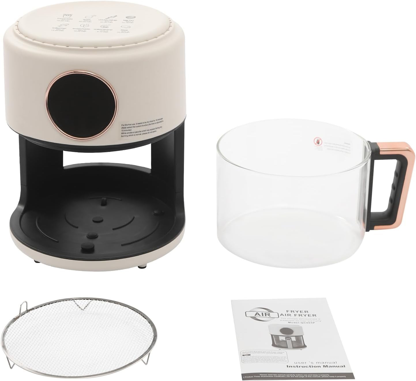 FrixAiry Non-Toxic Glass Air Fryer with PFAS-Free Borosilicate Pot