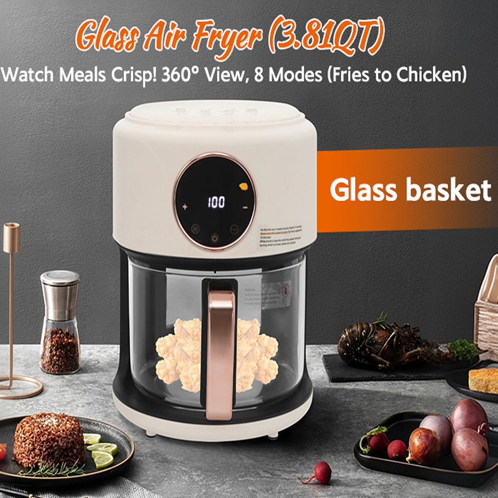 FrixAiry Non-Toxic Glass Air Fryer with PFAS-Free Borosilicate Pot