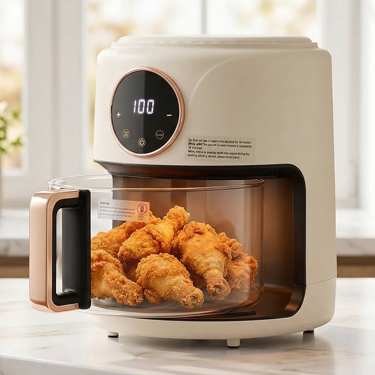 FrixAiry Non-Toxic Glass Air Fryer with PFAS-Free Borosilicate Pot