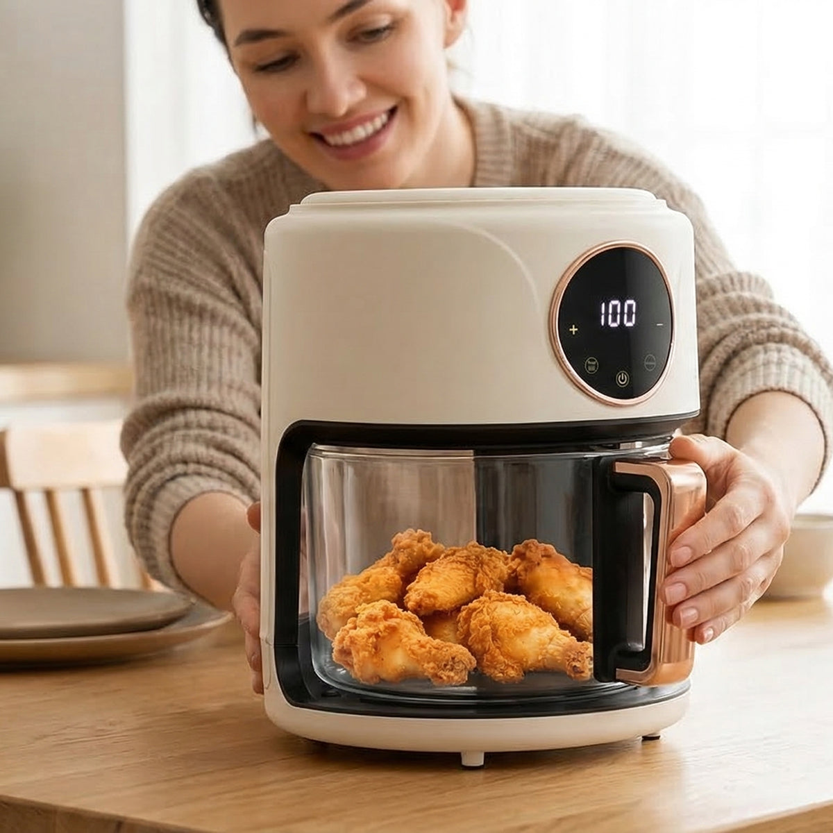 FrixAiry Non-Toxic Glass Air Fryer with PFAS-Free Borosilicate Pot