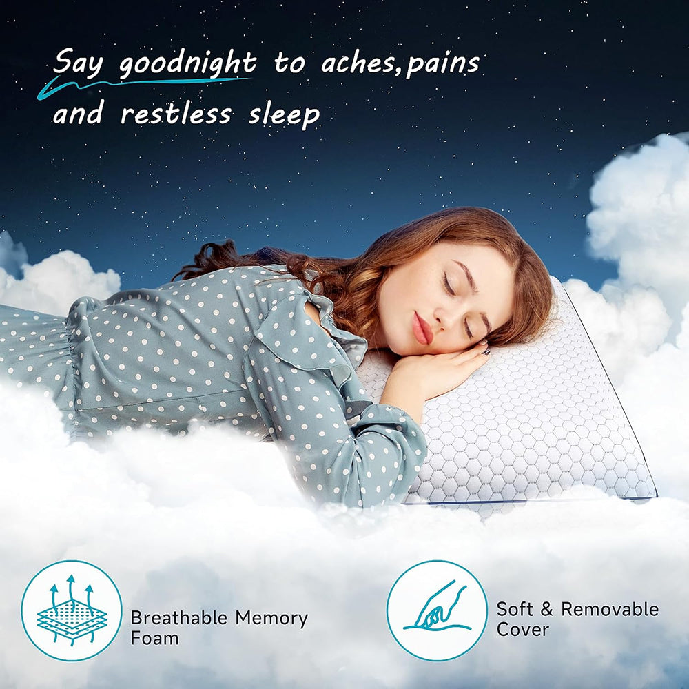 GeliPillex Ergonomic Memory Foam Cooling Pillow for Neck Pain
