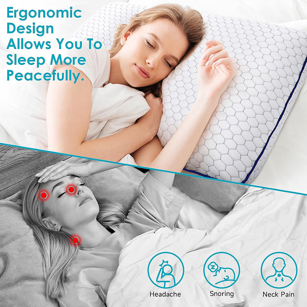 GeliPillex Ergonomic Memory Foam Cooling Pillow for Neck Pain