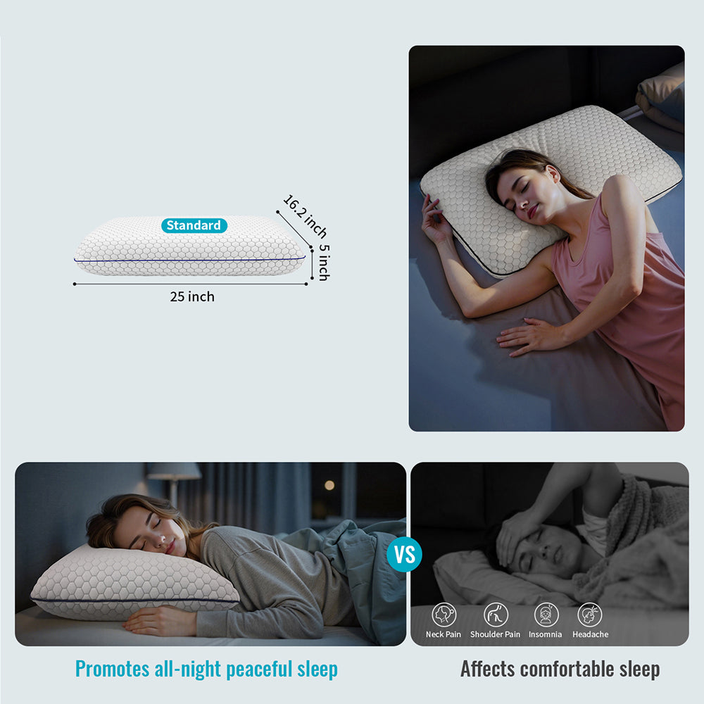 GeliPillex Ergonomic Memory Foam Cooling Pillow for Neck Pain