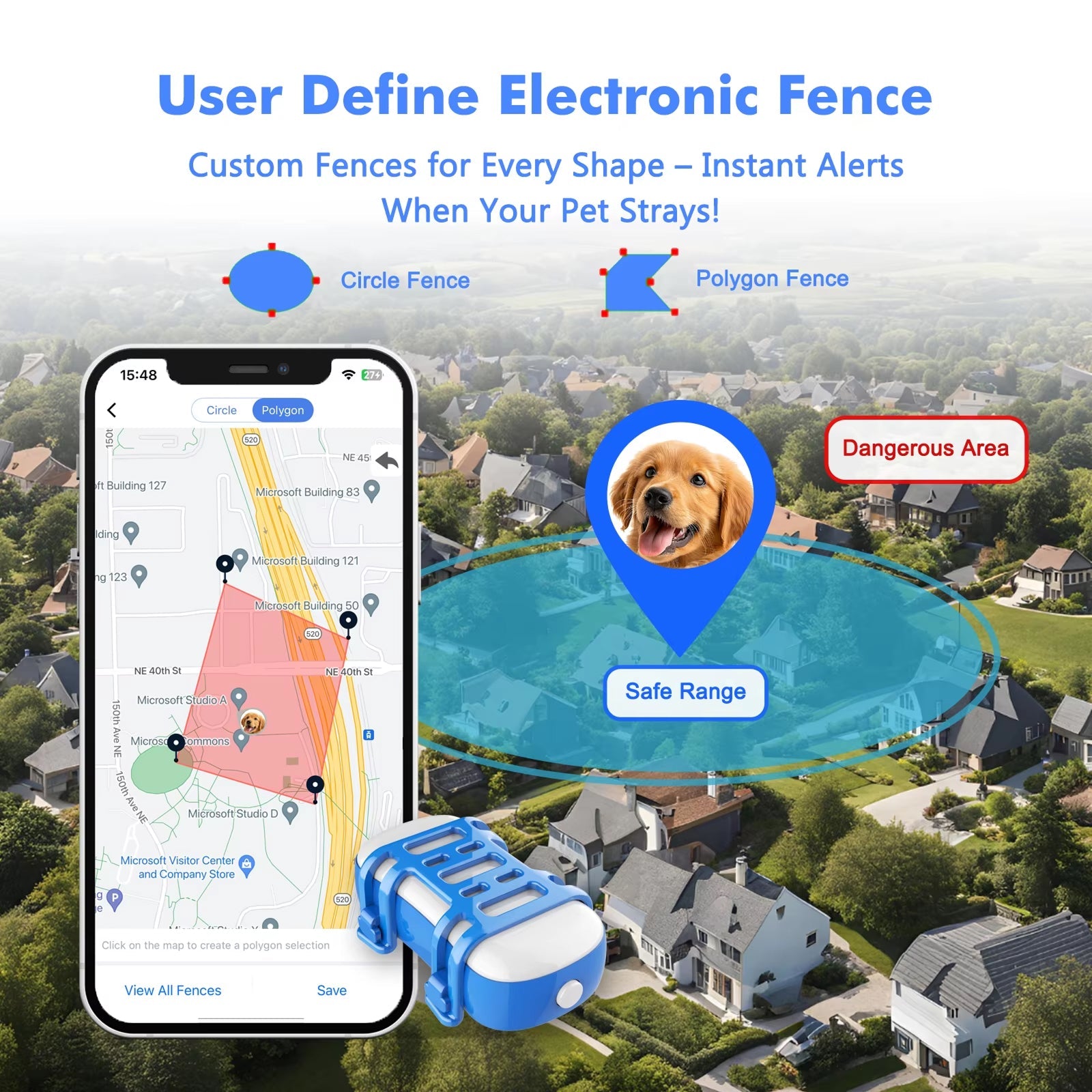 GeoPapup Real-Time Dog GPS Tracker with Escape Alerts