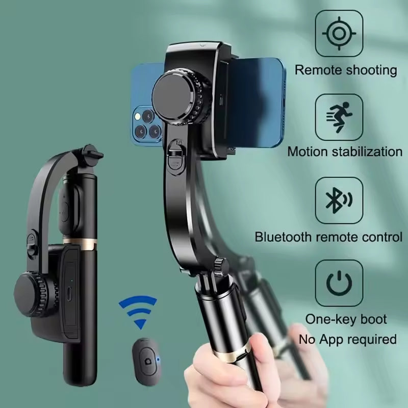 GimiLaxi Gimbal for iPhone - 200g Ultra-Lightweight Smart Anti-Shake Stabilizer with Integrated Tripod, 360° Rotation