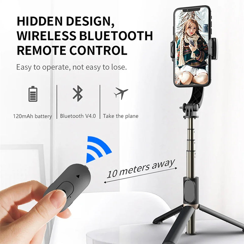 GimiLaxi Gimbal for iPhone - 200g Ultra-Lightweight Smart Anti-Shake Stabilizer with Integrated Tripod, 360° Rotation