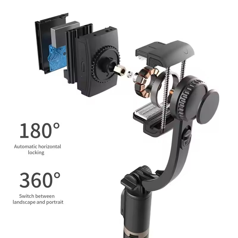 GimiLaxi Gimbal for iPhone - 200g Ultra-Lightweight Smart Anti-Shake Stabilizer with Integrated Tripod, 360° Rotation