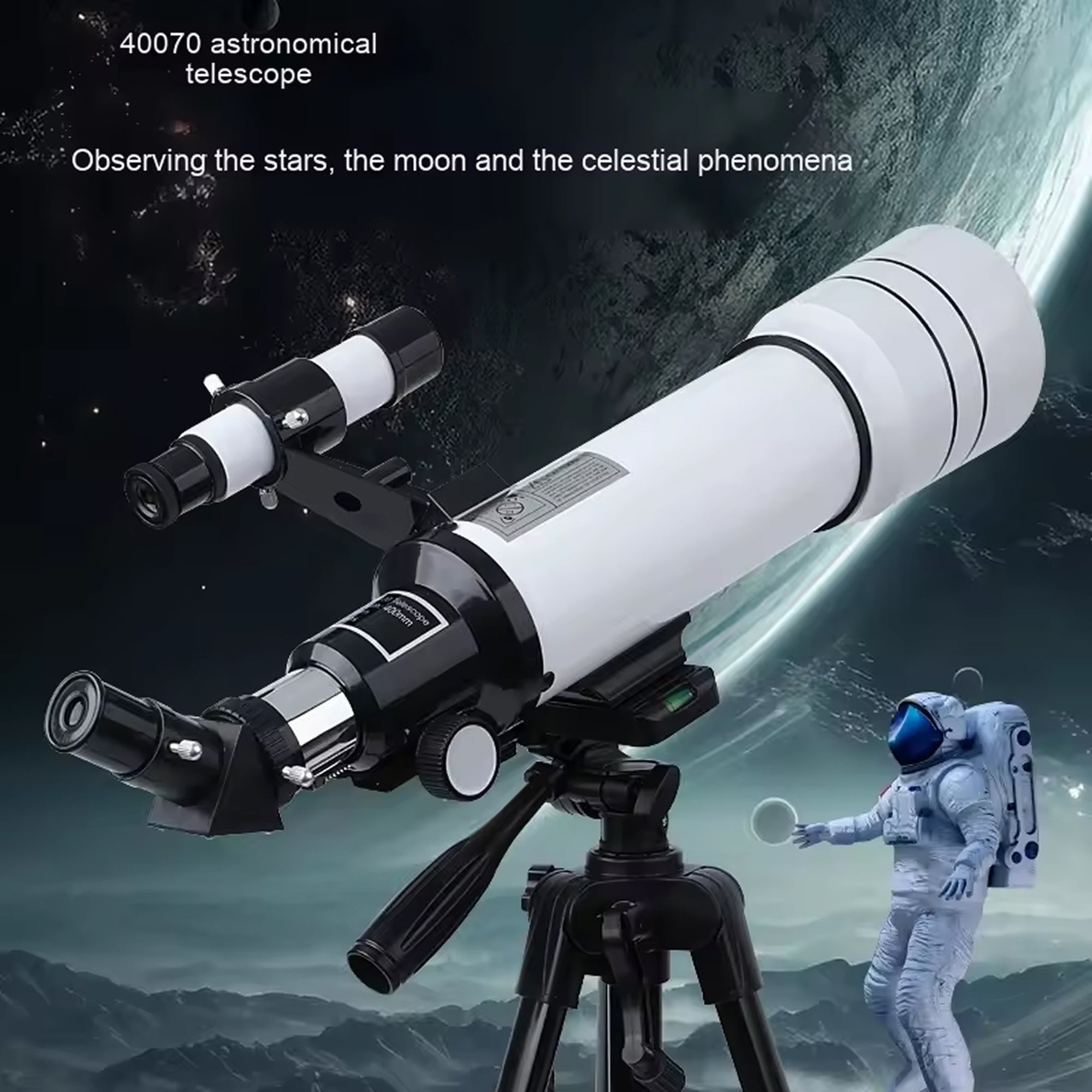 GlaxiBico 70mm Portable Refractor Telescope with 5X Barlow Lens, Multilayer-Coated Optics and Smartphone Adapter for Beginners