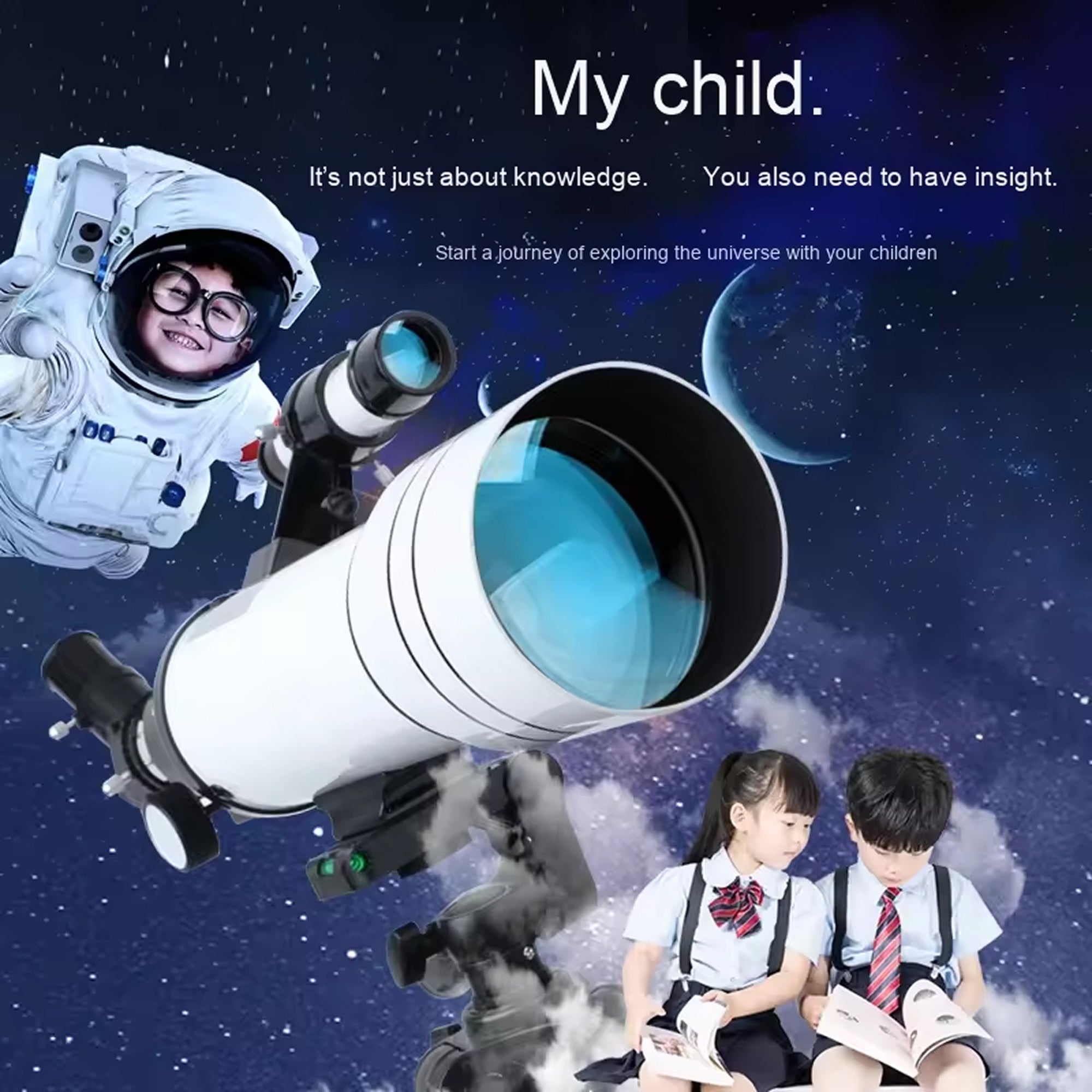 GlaxiBico 70mm Portable Refractor Telescope with 5X Barlow Lens, Multilayer-Coated Optics and Smartphone Adapter for Beginners