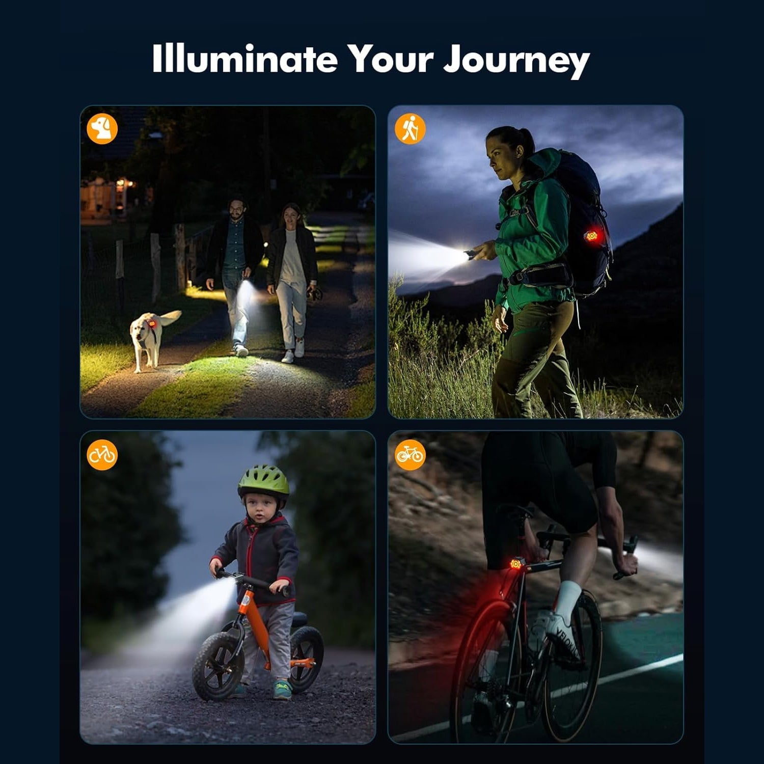 GlowiBike 360 Degree Visibility Bike Light Set