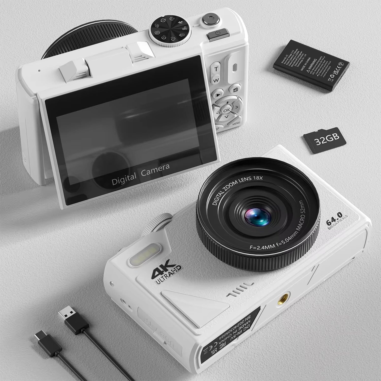 ShotRiso 4K UHD 64MP Vlogging Camera with 3-inch Flip Screen