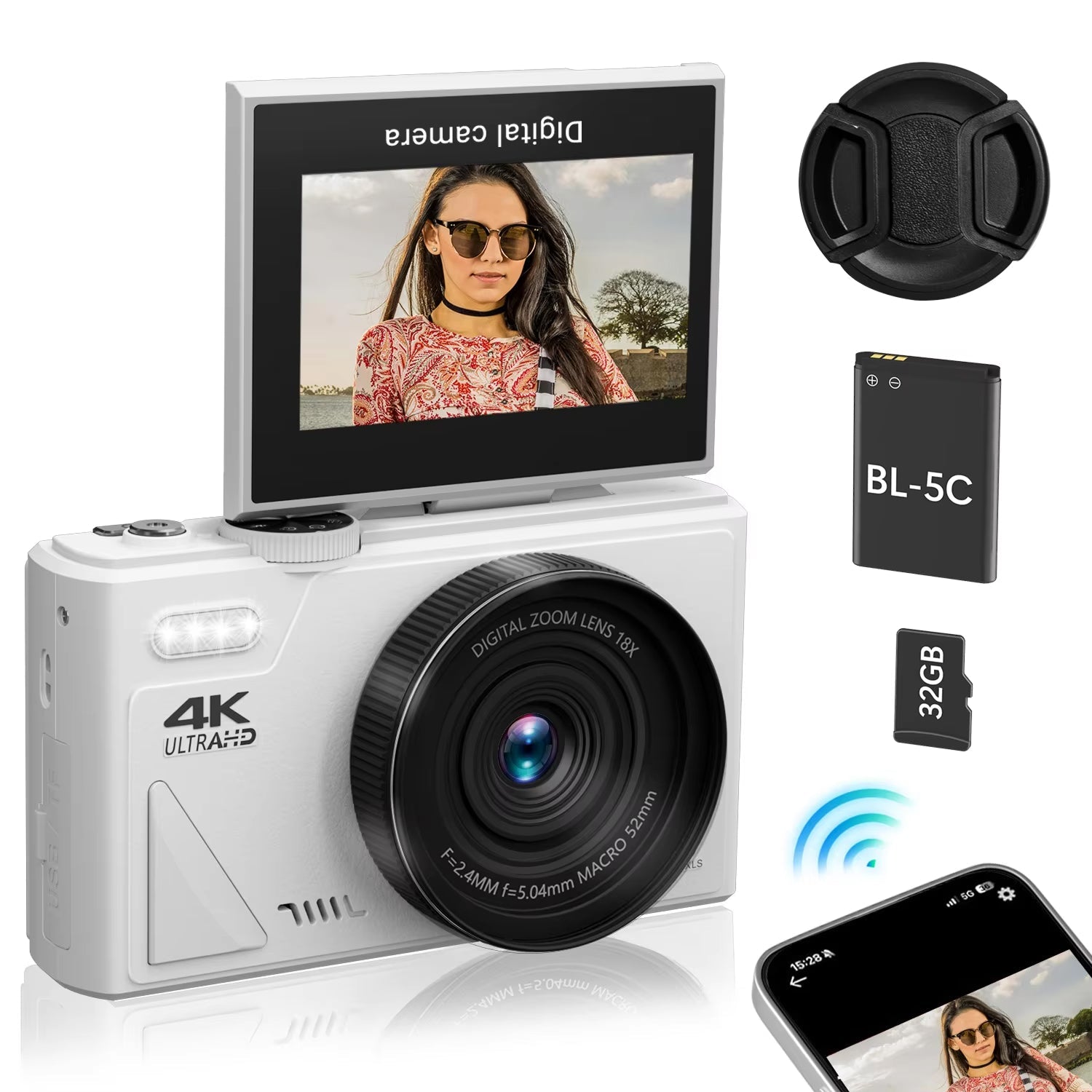 ShotRiso 4K UHD 64MP Vlogging Camera with 3-inch Flip Screen