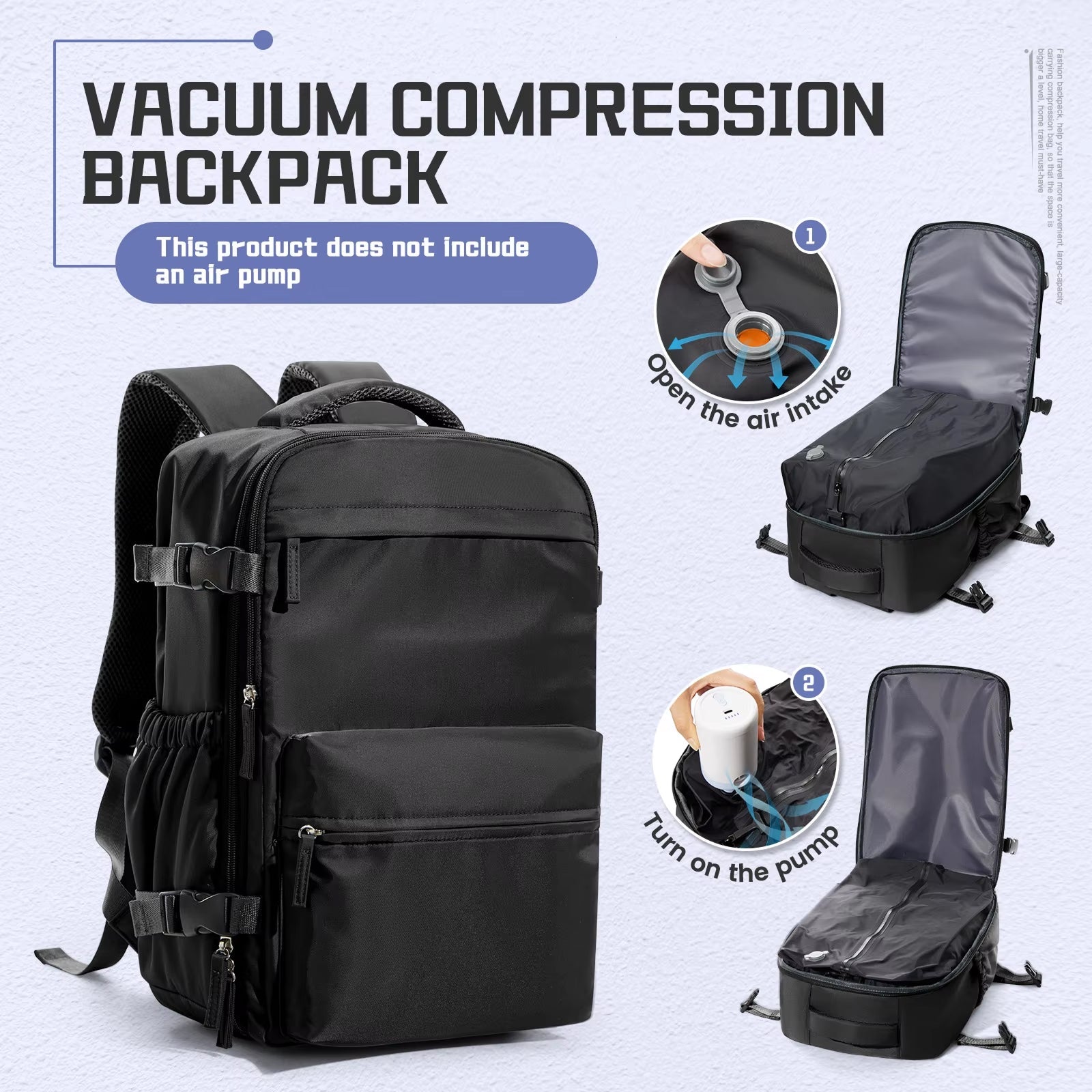 GoerRedy Travel Vacuum Backpack 40L Expandable Airline Approved Waterproof Bag