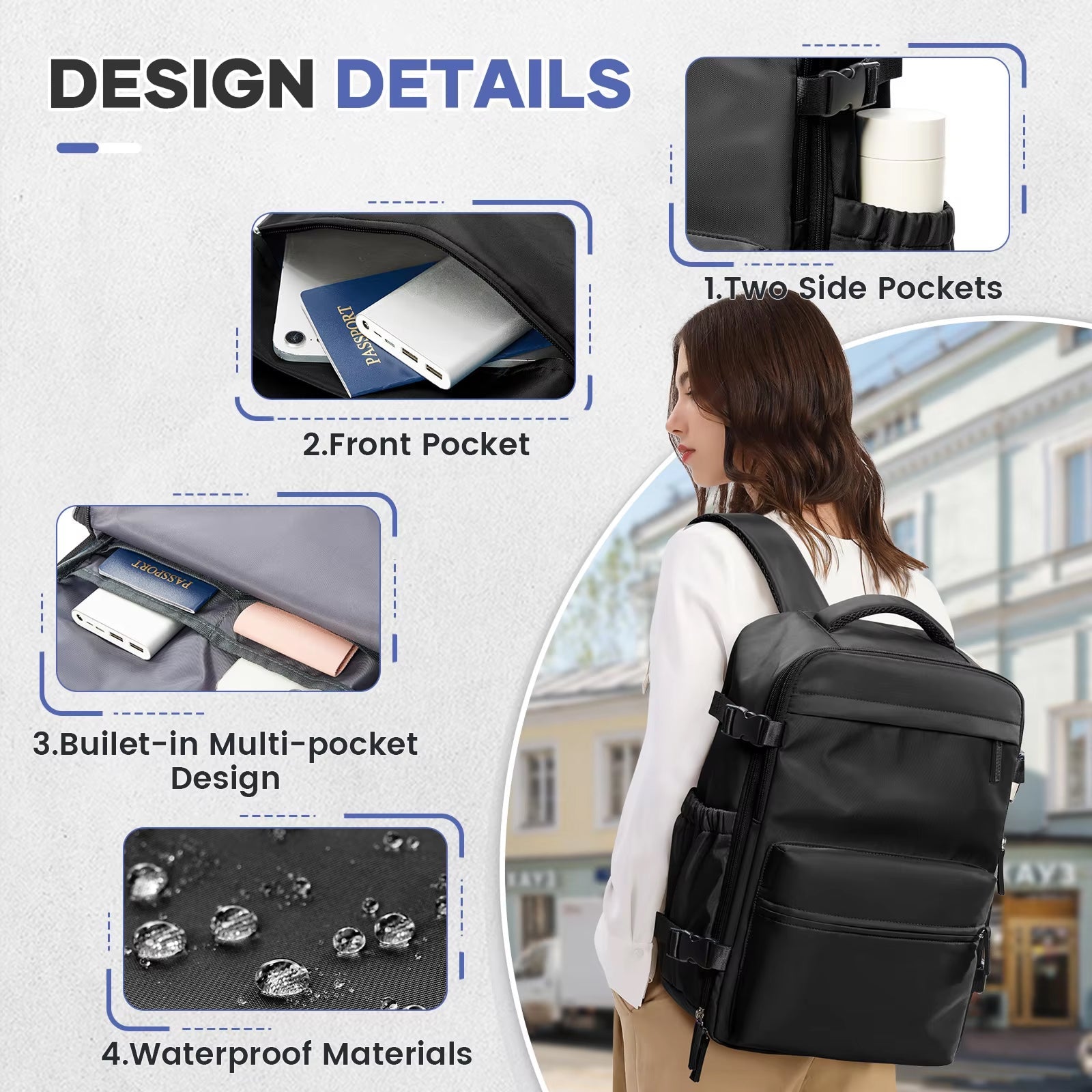 GoerRedy Travel Vacuum Backpack 40L Expandable Airline Approved Waterproof Bag