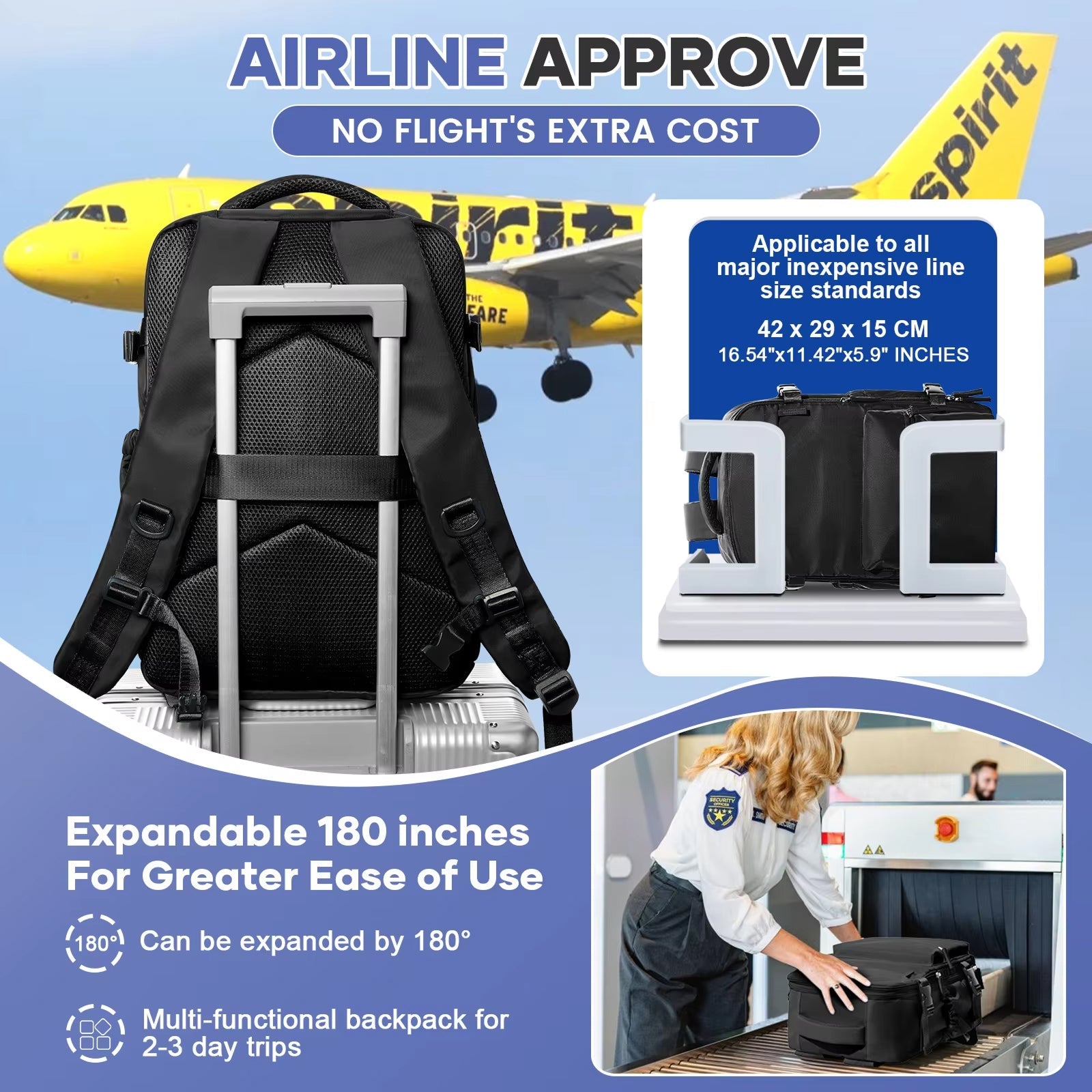 GoerRedy Travel Vacuum Backpack 40L Expandable Airline Approved Waterproof Bag