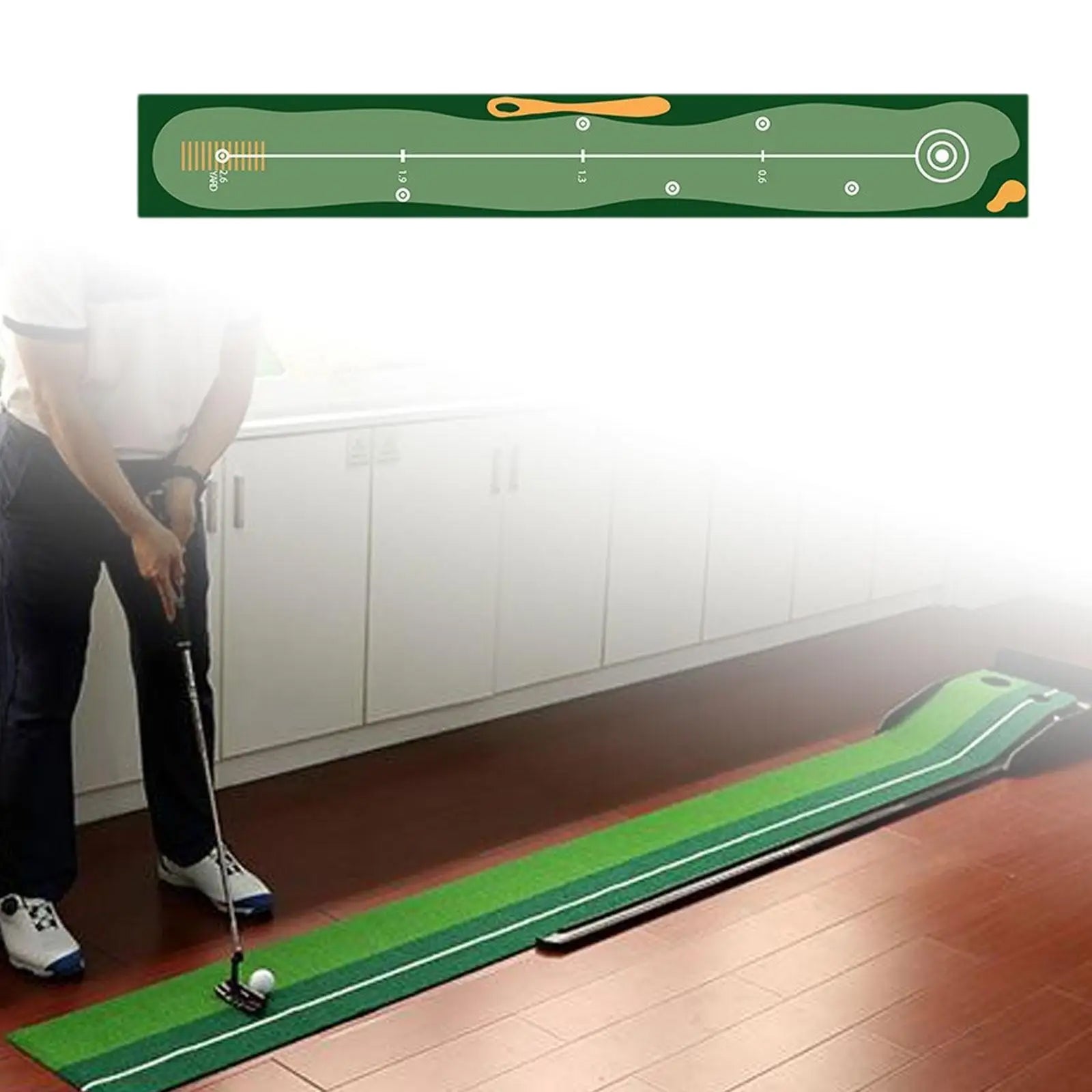GolfMatix Professional Golf Putting Mat 240cm Velvet-Dot Surface with Alignment Guides and Non-Slip Backing