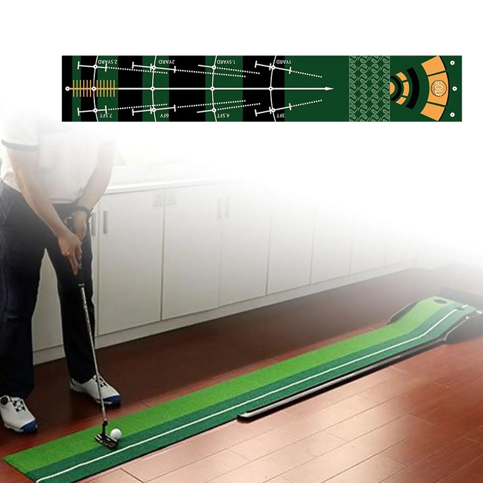 GolfMatix Professional Golf Putting Mat 240cm Velvet-Dot Surface with Alignment Guides and Non-Slip Backing