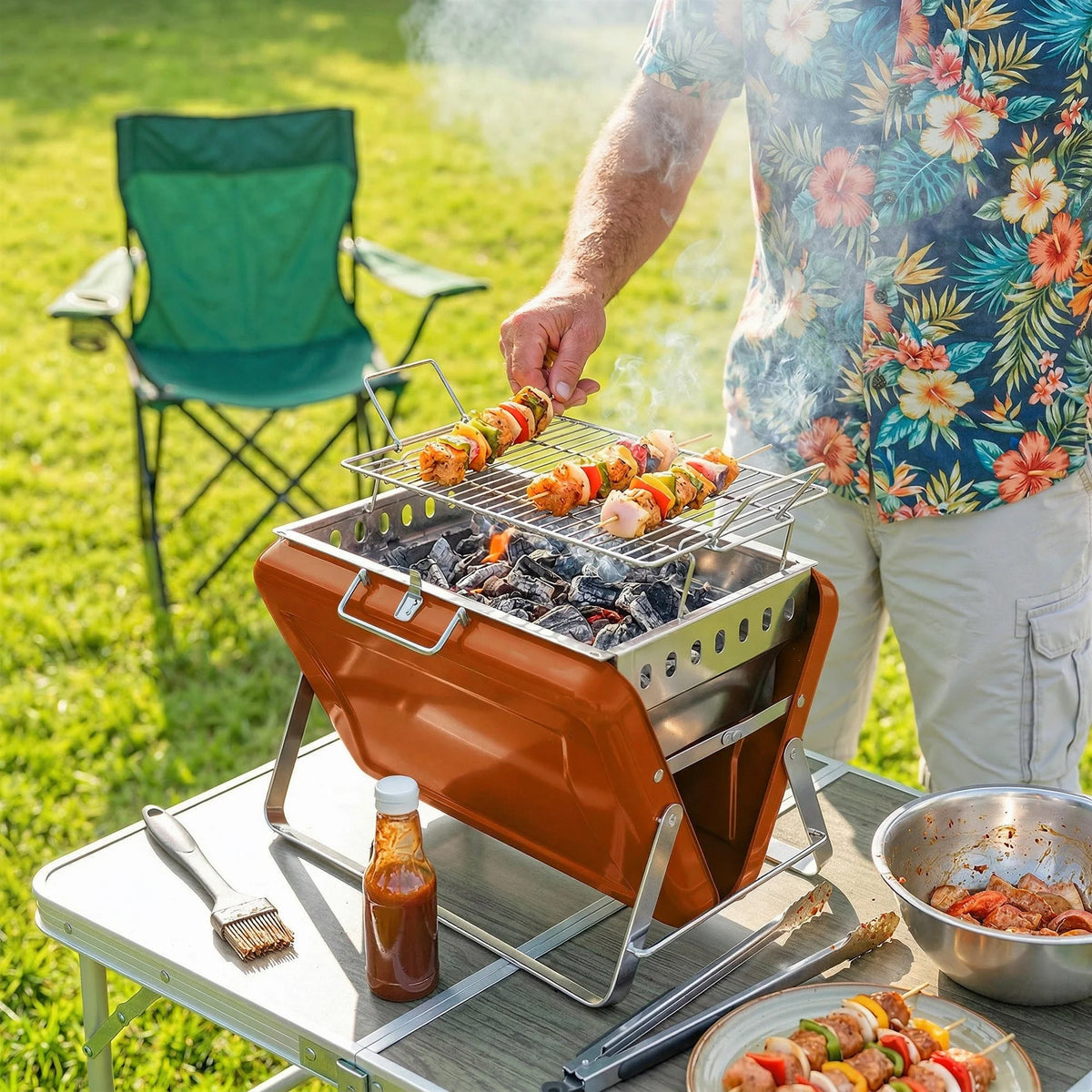 GrileToil Portable Briefcase Tailgate Charcoal BBQ Grill