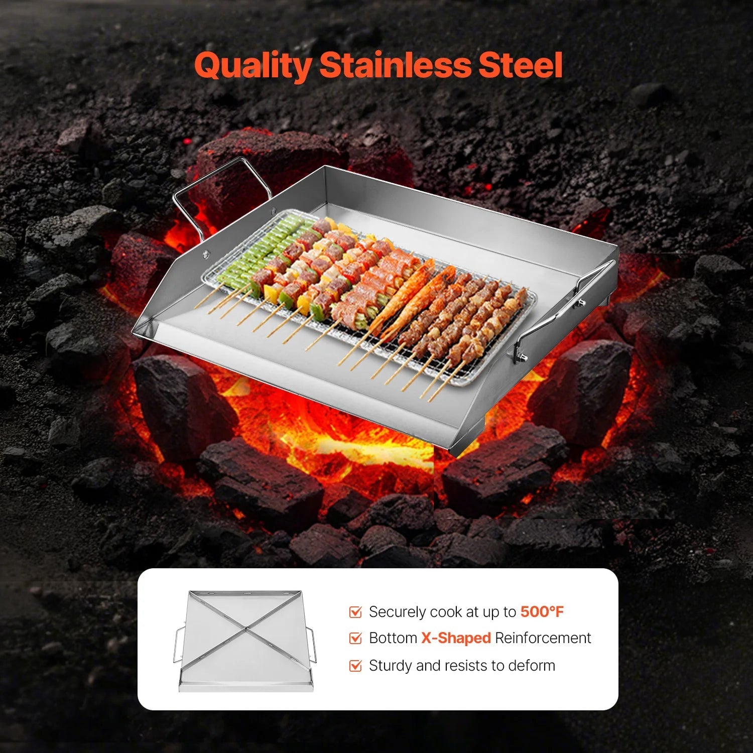 GrimiLavi Stainless Steel Flat Top Griddle for Gas Grill